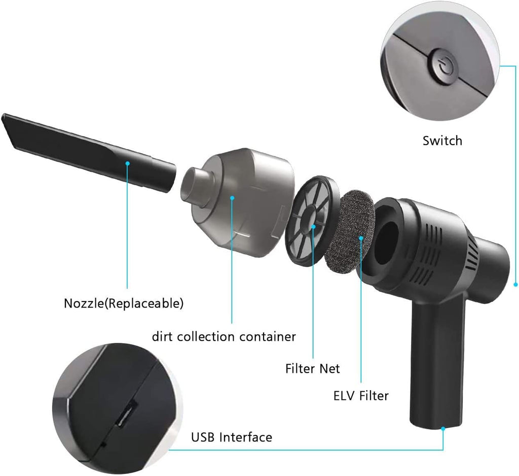 [Upgrade] Mini Vacuum Cordless Vacuum Keyboard Cleaner Rechargeable,For Cleaning Dust,Hair,Crumbs,Eraser Scrap,Laptop,Pet House,Sewing Machine