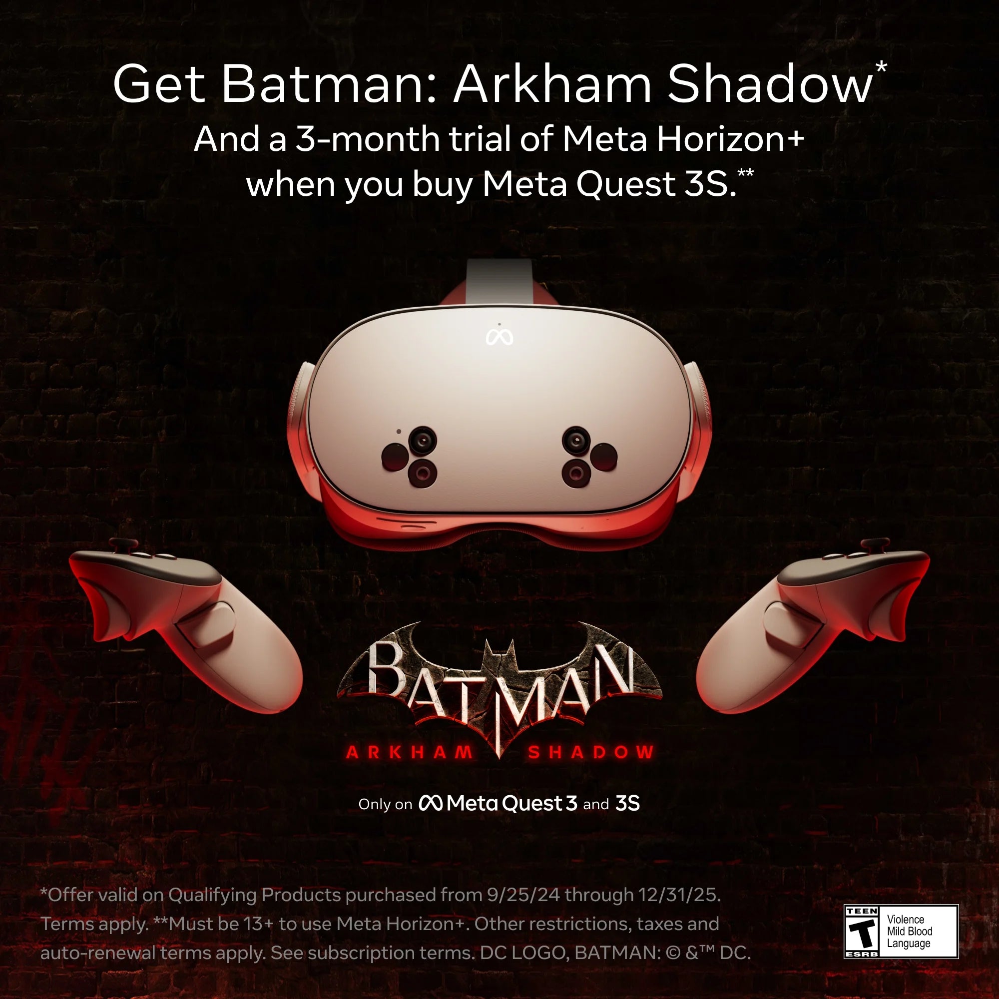 Quest 3S 128 GB - Get Batman: Arkham Shadow and 3-Month Trial of  Horizon+ Included - All-In-One Headset